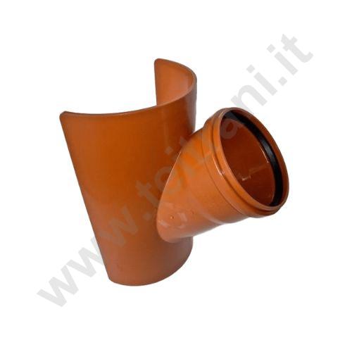 11PVC200125 - DERIVAZIONE A MORSA A 45° IN PVC PER FOGNA  D. 200×125